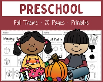 Preschool - Fall Themed - Worksheets - Printable - Homeschool - Teacher Resources - Instant Download
