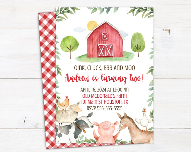 Farm Invitation Editable Printable Invitation Template - Etsy