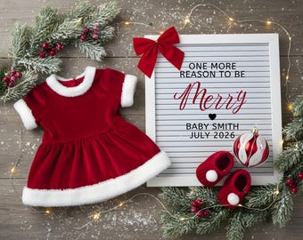 Christmas Pregnancy Announcement Template - Baby Reveal - Editable Canva - Digital Download - Gender Reveal