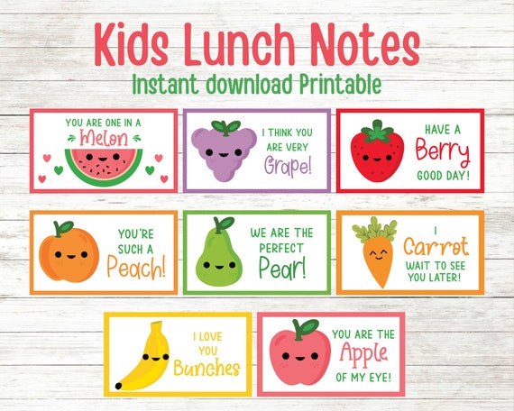 Kids Lunch Notes Printable Instant Download Lunch Box - Etsy
