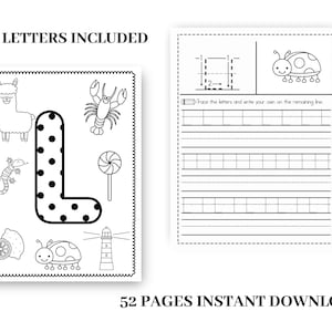 Alphabet Worksheets Printable Tracing Coloring Homeschool Teacher Kids Letters Kindergarten Prek Toddlers Practice zdjęcie 2