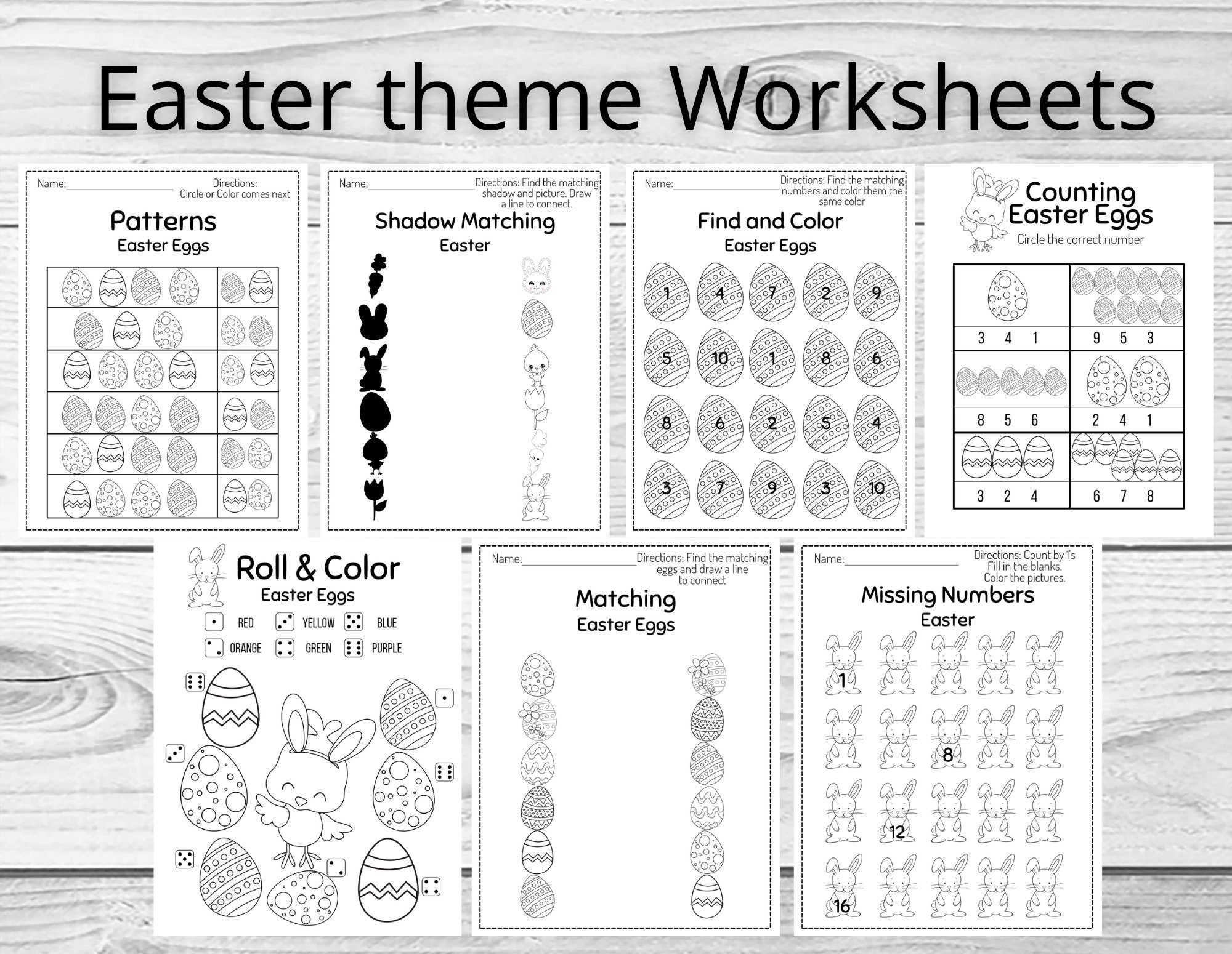 Printable Worksheets Math Numbers Counting Easter | Etsy