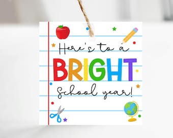 School tag - Printable - Back to school - Bright school year - Meet the teacher - Instant Download - Gift tags - Student tags