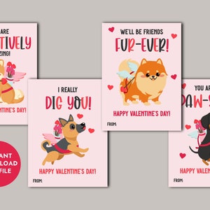 Valentine Cards - Printable - Kids Valentines Day Cards - Instant ...