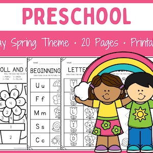 Spring Themed - Worksheets - Preschool - Prek - Bundle - Printable - Instant download - Homeschool - Teacher Resources - Math - Literacy