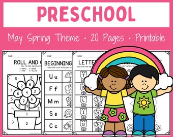 Spring Themed - Worksheets - Preschool - Prek - Bundle - Printable - Instant download - Homeschool - Teacher Resources - Math - Literacy