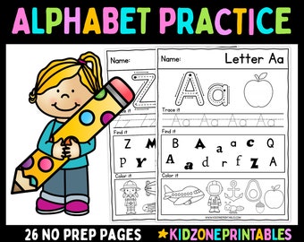 Alphabet Worksheets - Printable - Instant download - Prek - Kindergarten - Homeschool - Teacher Resources