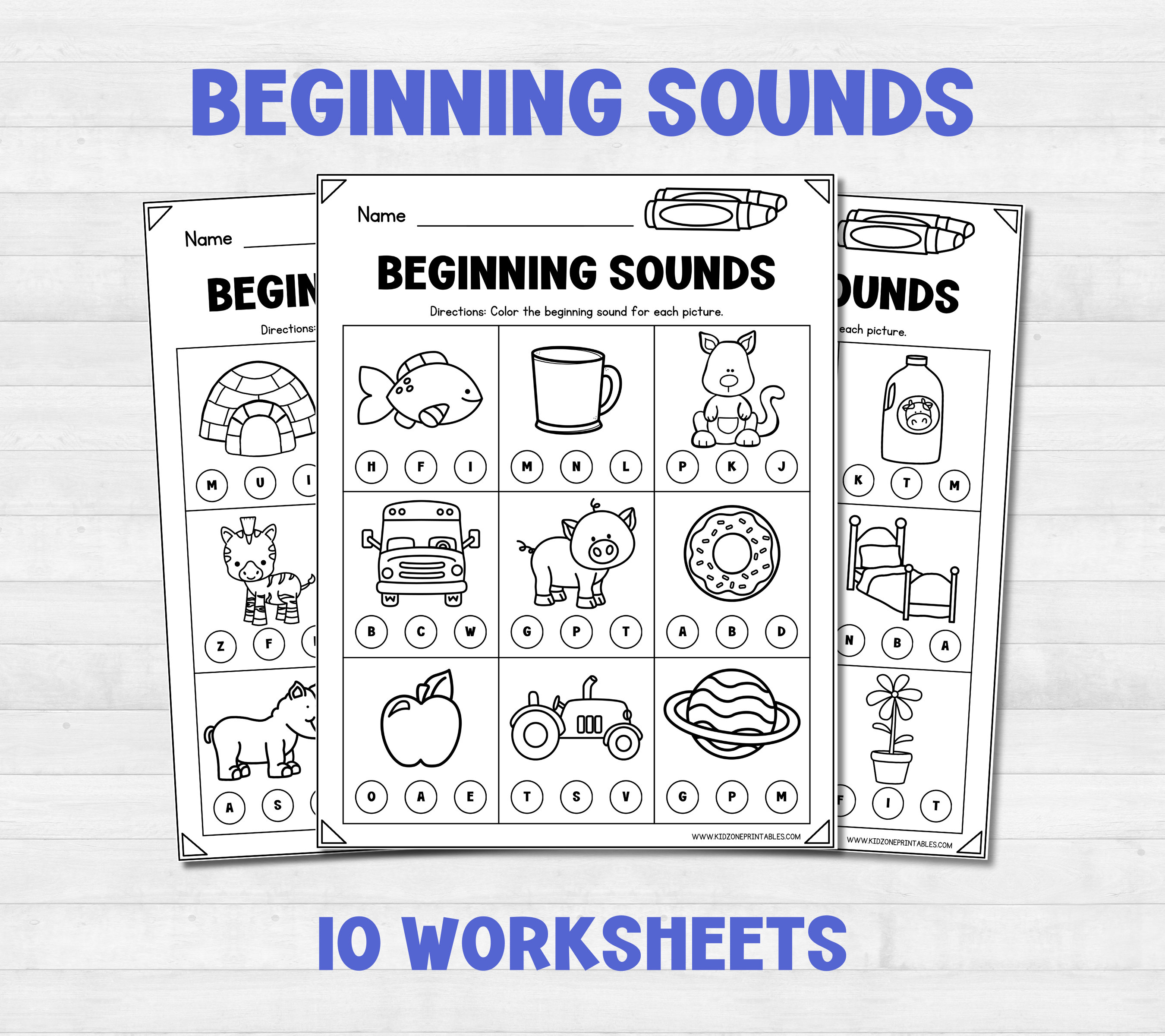 Beginning Sounds - Worksheets - Printable - Kindergarten - Instant download - Preschool - Homeschool - Teacher Resources - Phonics