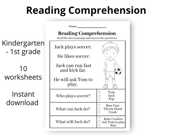 Reading Comprehension Printable Worksheet First Grade - Etsy