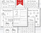 Number Worksheets - Printable - Kindergarten - Numbers to 10 - Math - Counting - Instant Download - Prek - Homeschool - Teacher Resources