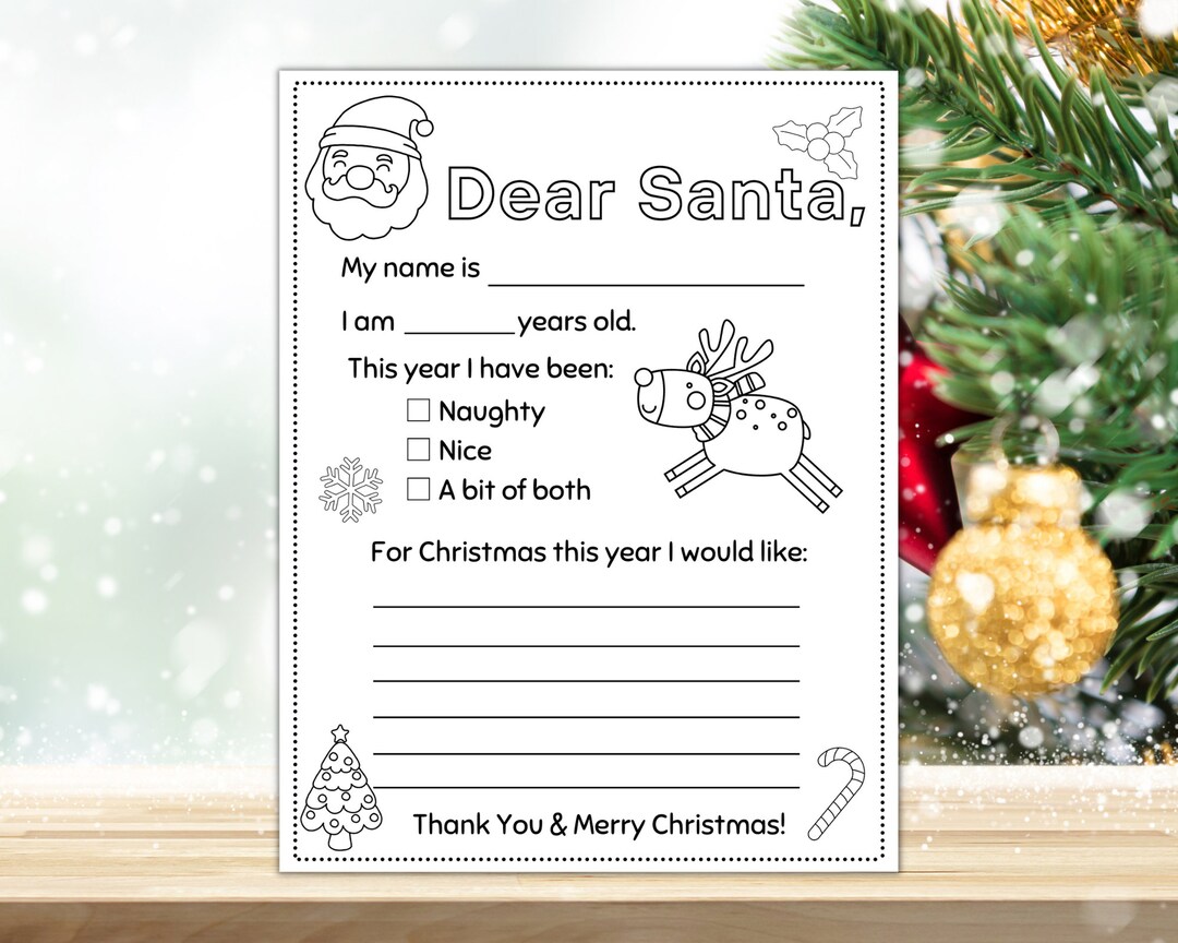 Santa Letter Printable Instant Download Santa Letter Template Digital ...