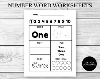 Number worksheets - Printable - Kindergarten - Homeschool