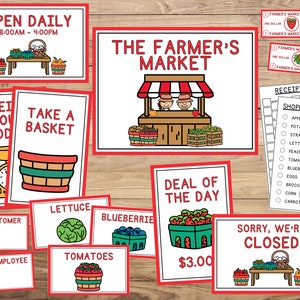 Dramatic Play - Printables - Farmer&#39;s Market - Pretend Play - Instant Download