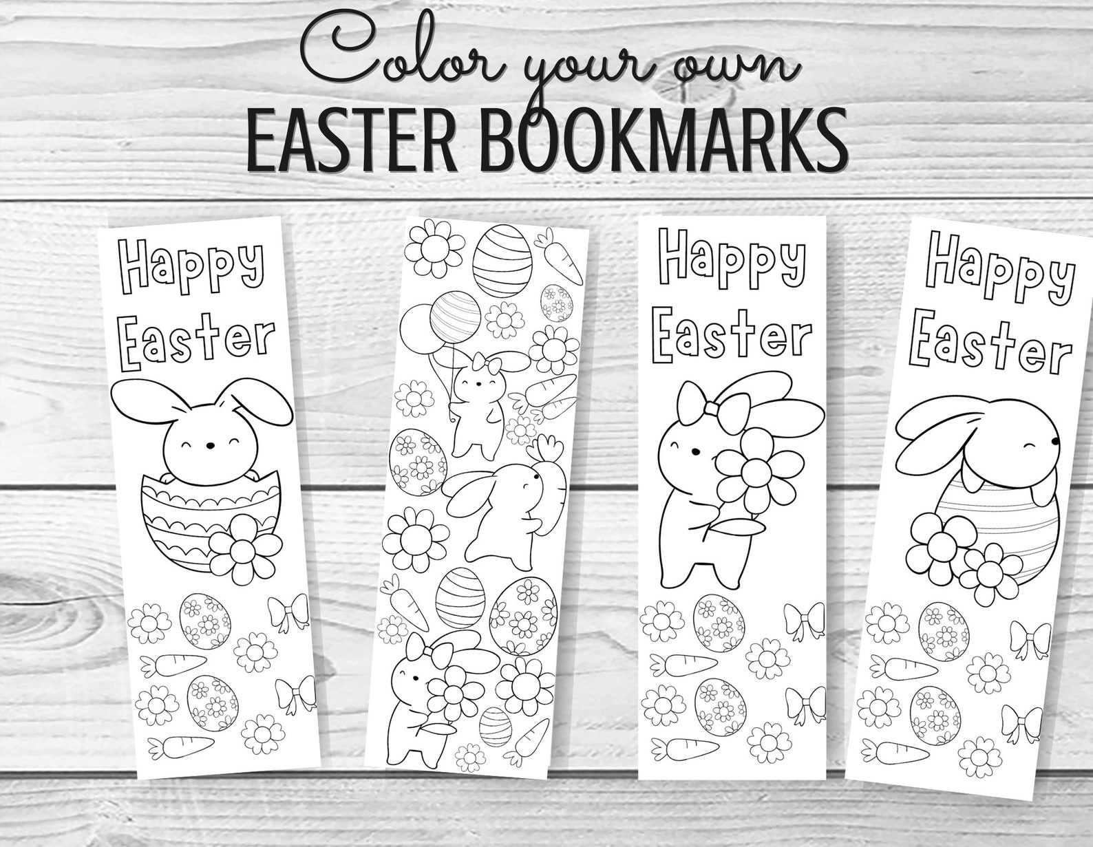 Easter Bookmarks Printable Coloring PDF Kid's Etsy