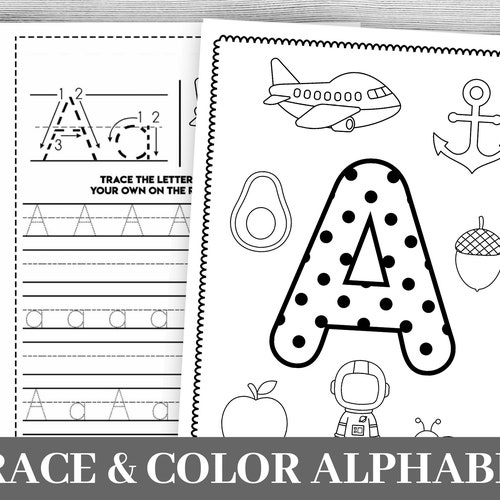 alphabet worksheets printable tracing coloring etsy
