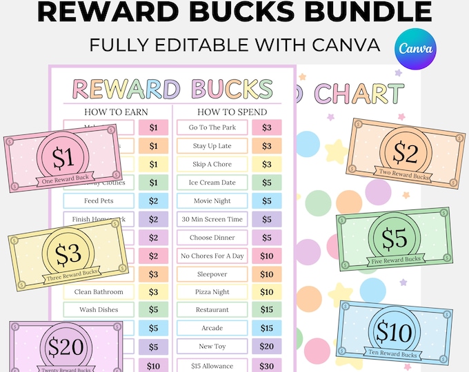 Editable Reward Chart Bundle for Kids - Digital Download With ...