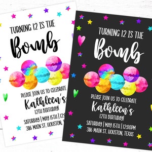 Bearbeitbare Einladung - Badebombe Geburtstag - Printable - Einladung Vorlage - Digital Download