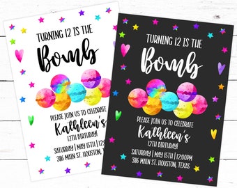 Bearbeitbare Einladung - Badebombe Geburtstag - Printable - Einladung Vorlage - Digital Download