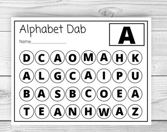 Alphabet Dab - Worksheets - Printable - Instant download