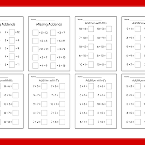 Math Worksheets - Printable - Instant Download - Addition - Subtraction ...