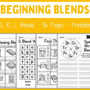 Blends Worksheets - Printable - Bundle - Language Arts - Phonics ...