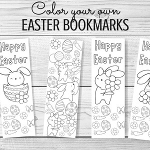 Easter Bookmarks Printable Coloring PDF Kid's Activities Classroom - Etsy