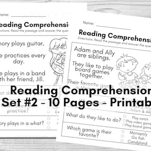 Reading Comprehension Worksheets - Printable - Kindergarten - First grade - Language Arts