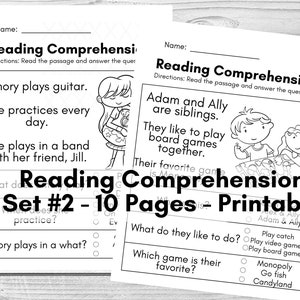 Reading Comprehension Worksheets - Printable - Kindergarten - First grade - Language Arts