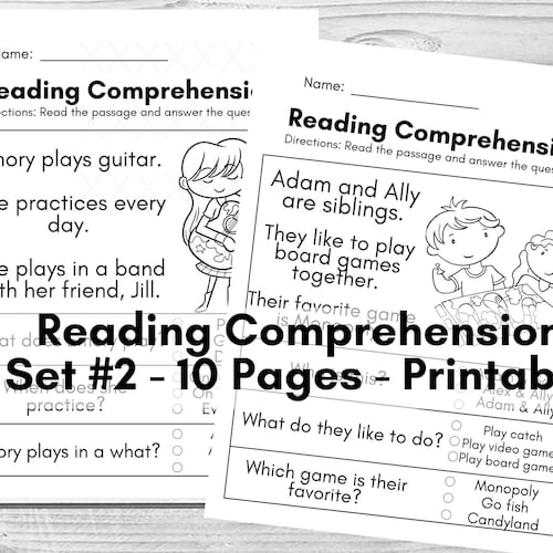 reading comprehension printable worksheet first grade etsy