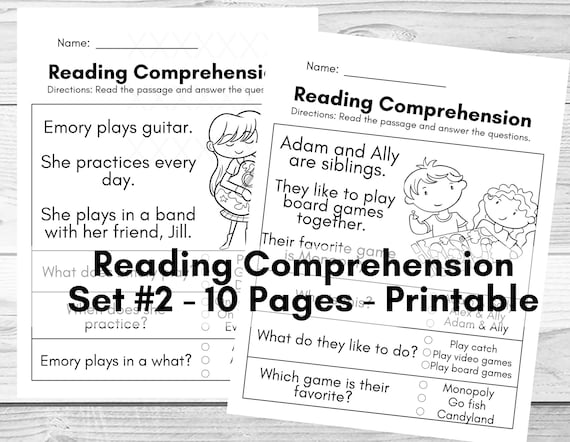 new reading comprehension worksheets printable etsy hong kong
