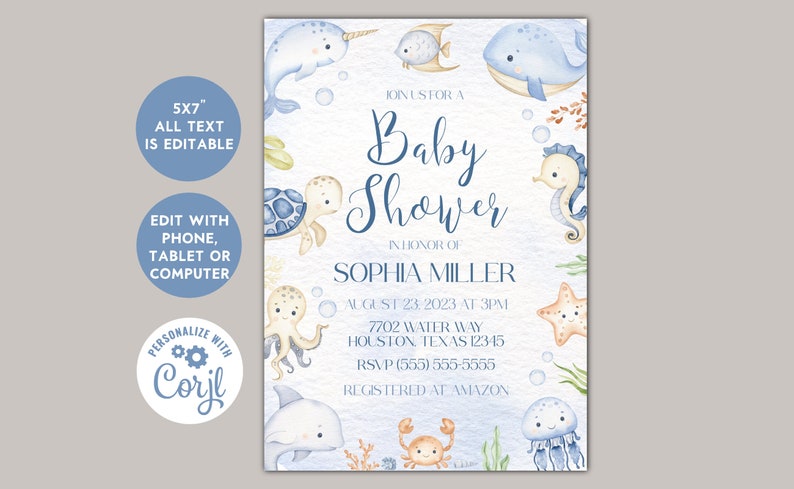 Under the Sea Invite Editable Printable Invitation - Etsy