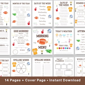 Elementares Morgenmenü - Printable - Homeschool - Erste Klasse - Zweite Klasse - Rechtschreibung - Mathe - Affirmationen - Instant Download