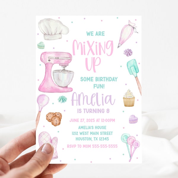 Printable Baking Birthday Party Invitations - Etsy