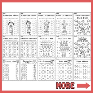 Math Worksheets Printable Instant download Addition Subtraction Kindergarten image 2