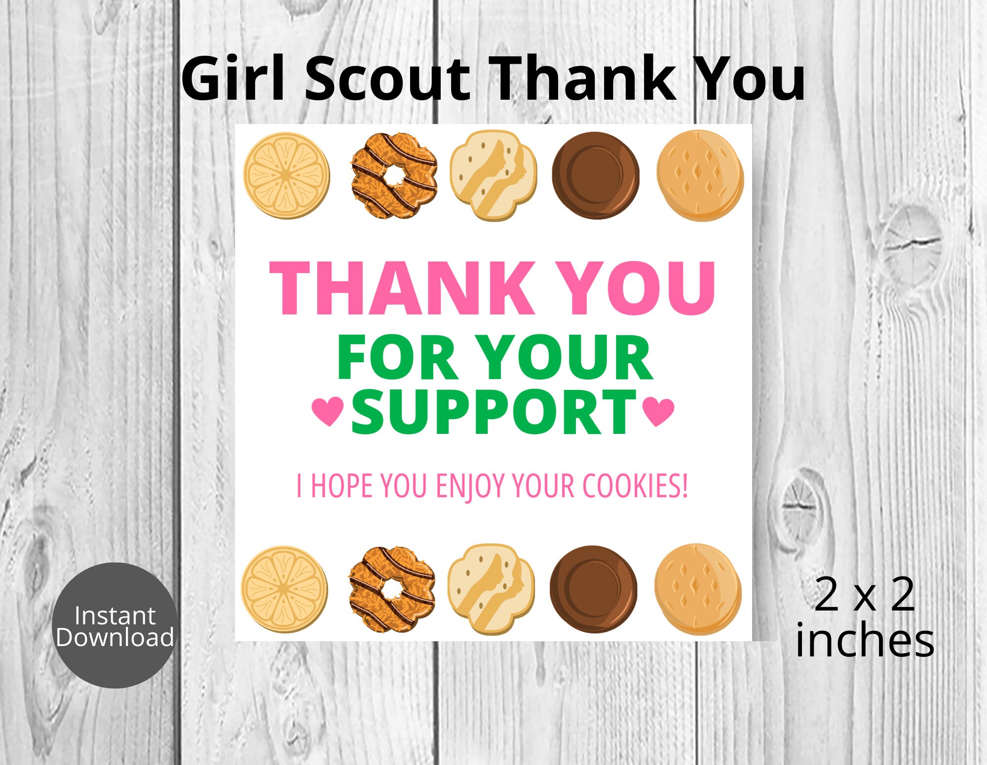 Girl Scout Thank You Tag Sticker Label Printable - Etsy