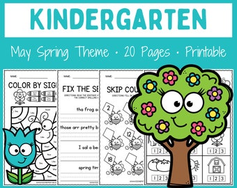 Kindergarten - Worksheets - Printable - Reading - Math - Activities - Instant download - Homeschool - Teacher Resources