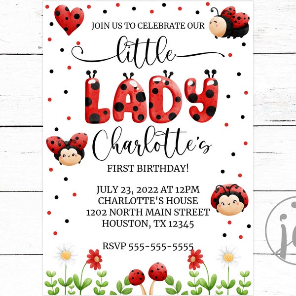 Ladybug Invitation - Editable - Printable - Invitation template - Any age