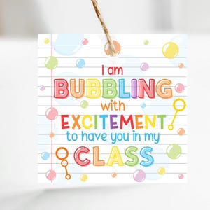 First day of school tags - Printable - School Tags - Student Favor Tags - Back to School - Instant Download - Bubbling with excitement