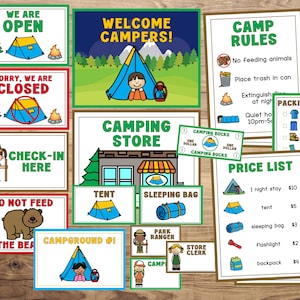 Juego dramático - Imprimibles - Acampar - Juego de simulación - Descarga instantánea