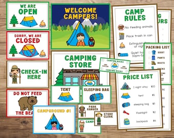 Dramatic Play - Printables - Camping - Pretend Play - Instant Download