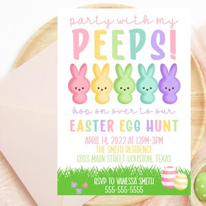 Easter invitation - Editable - Party with my peeps - Printable - Invitation template image 10