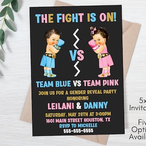 Gender reveal invitation - Editable - Printable - Boxing Gender Reveal - Invitation template - Digital Download