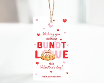 Etiquetas para pastel Bundt de San Valentín - Editables - Imprimibles - Clase de San Valentín - Plantilla de Canva