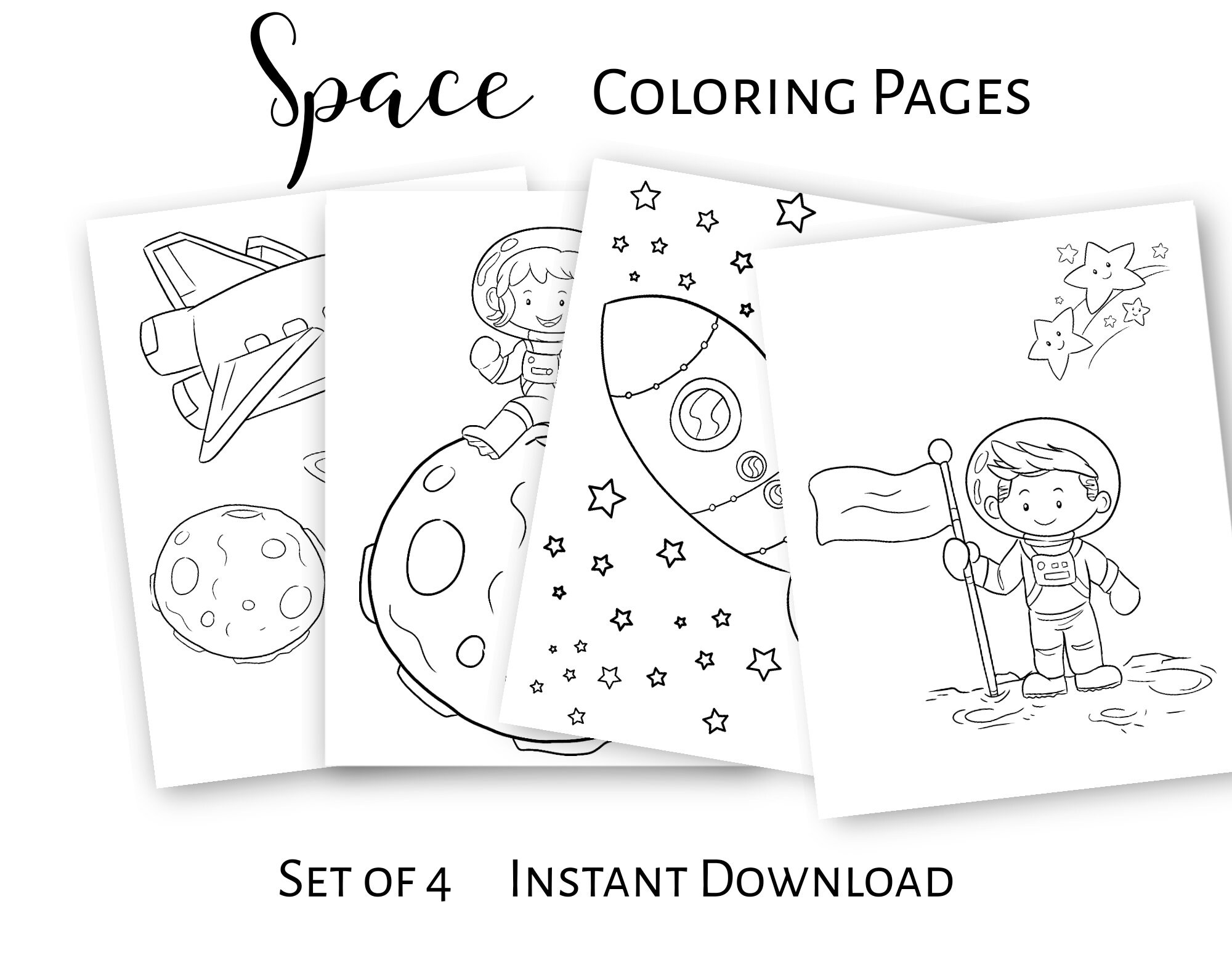 Coloring pages - Printable - Instant download - Pdf - Space - Planets - PDF - Activity - Summer - Birthday - Party