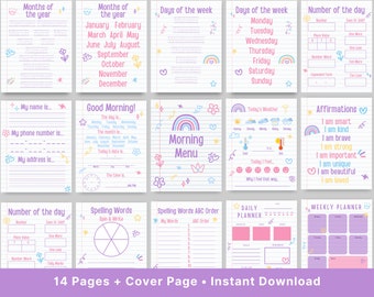 Elementary morning menu - Printable - Homeschool - First Grade - Second Grade - Spelling - Math - Affirmations - - Instant Download