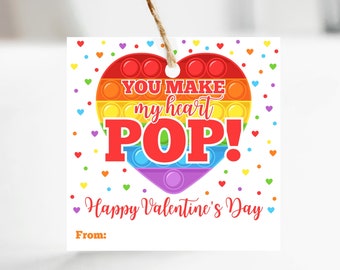 Valentine's day tag - Printable - Pop - Instant Download - Kids Valentines - School Valentines - Class Party