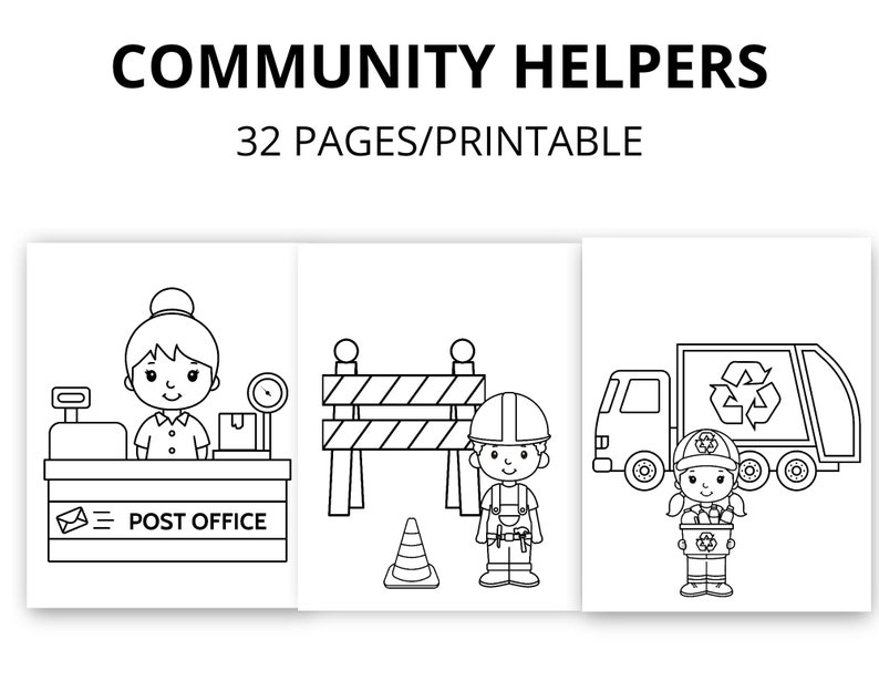 Community Helpers Coloring Pages Printable Instant download image 6