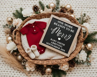 Christmas Pregnancy Announcement Template - Baby Reveal - Editable Canva Template - Digital Download