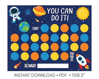 Printable Reward chart - Instant download - Outer space Reward chart - PDF