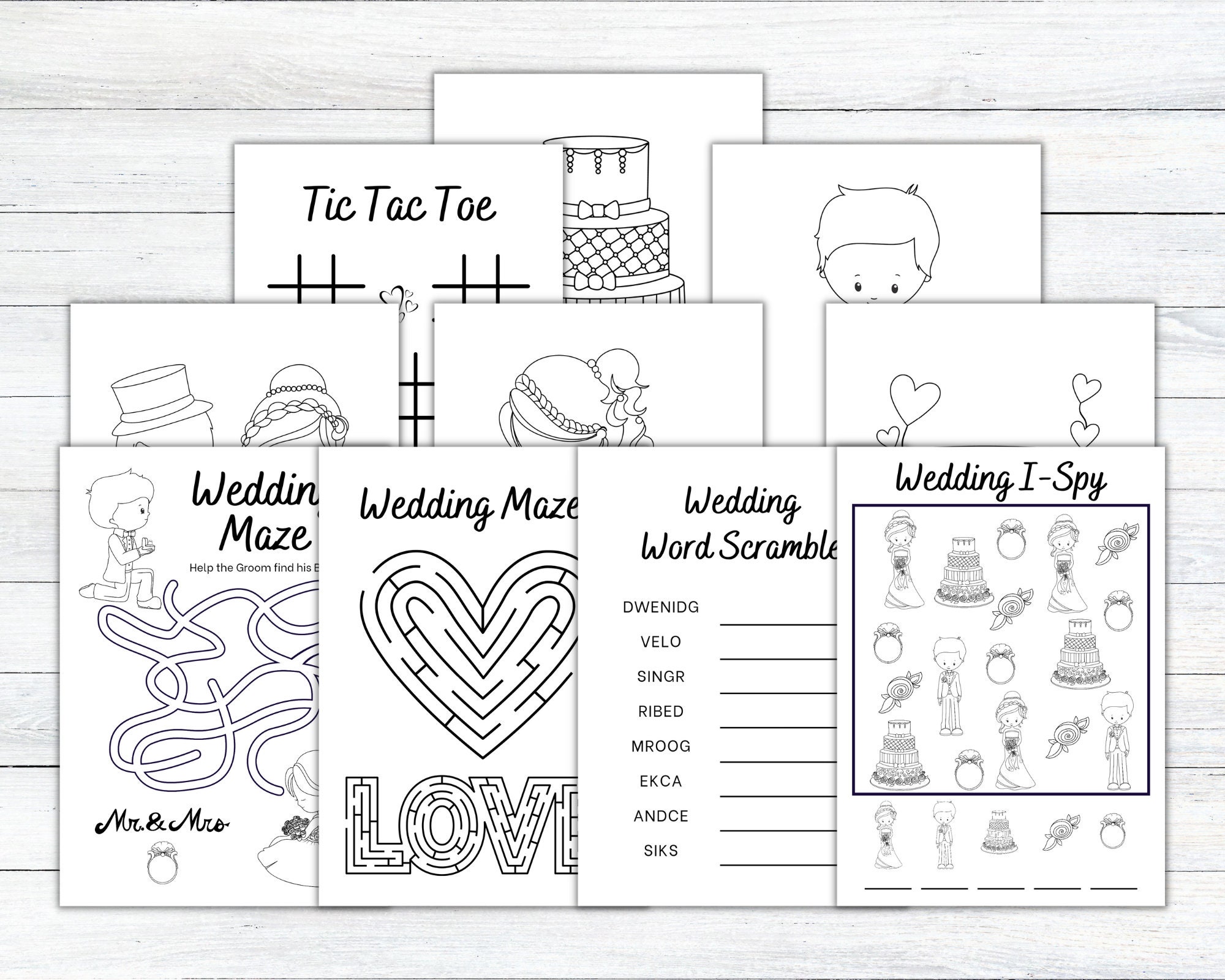 The Wedding Day Coloring and Activity Book for Kids: Wedding Kid  Entertainment Flower, Mazes, Word Search, Tic Tac Toe, Sudoku, Spot The  Difference and More